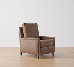 Open Box: Tyler Square Arm Leather Manual Tall Recliner without Nailheads (41") - Churchfield Chocolate, Espresso