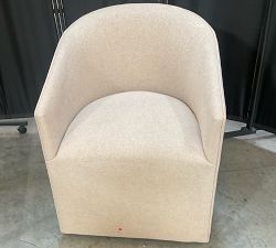 Open Box: Baldwin Upholstered Barrel Back Dining Chair - Performance Heathered Basketweave Oatmeal