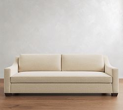 Open Box: York Slope Arm Grand Sofa (95"), Down Blend, Bench Cushion, 2x1 - Performance Boucle Oatmeal, Espresso