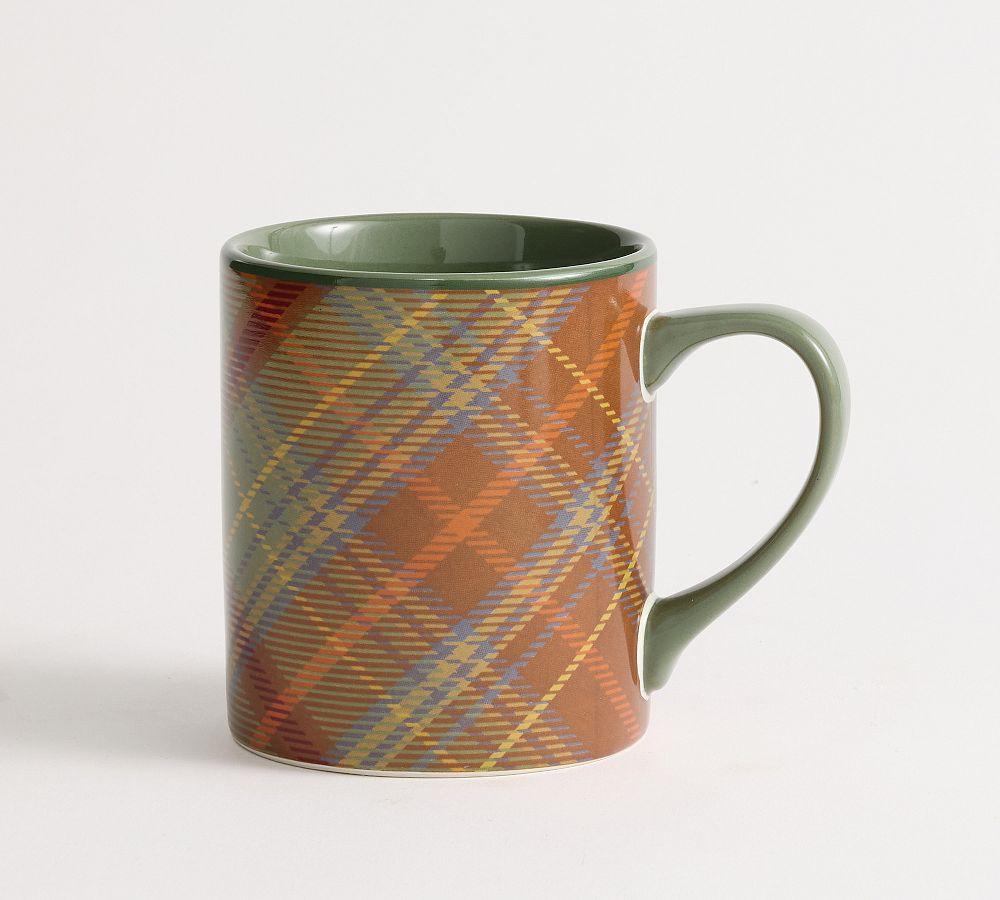 Woodrow Plaid Stoneware Mugs - Set of 4 by Pottery Barn