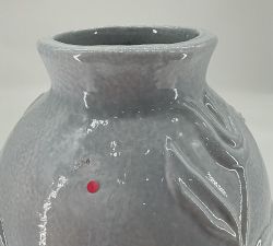 Open Box: Floral Dusty Blue Vase, Large (13"H) - Blue