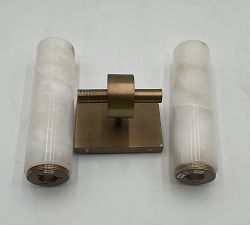 Open Box: Frances Alabaster Double Tube Sconce (22") - Tumbled Brass