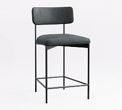Open Box: Maison Leather Counter Stool (24") - Statesville Indigo