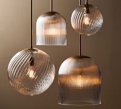 Cooper Swirled Glass Globe Pendant (10"-14")