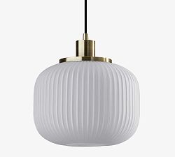 Nausica Ribbed Glass Pendant (10")