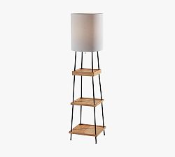 Neve Charge Wooden Shelf Floor Lamp with USB (64")