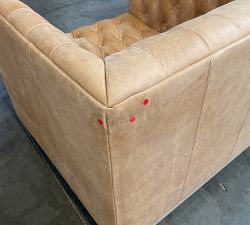 Open Box: Edgewood Leather Swivel Chair without Nailheads - Keystone Sandstone, Seadrift