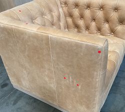 Open Box: Edgewood Leather Swivel Chair without Nailheads - Keystone Sandstone, Seadrift