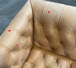 Open Box: Edgewood Leather Swivel Chair without Nailheads - Keystone Sandstone, Seadrift
