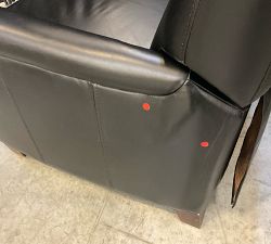 Open Box: Irving Roll Arm Leather Manual Recliner without Nailheads, Tall (38") - Vintage Midnight, Coffee