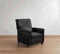 Open Box: Irving Roll Arm Leather Manual Recliner without Nailheads, Tall (38") - Vintage Midnight, Coffee