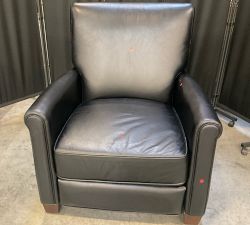 Open Box: Irving Roll Arm Leather Manual Recliner without Nailheads, Tall (38") - Vintage Midnight, Coffee