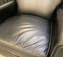Open Box: Irving Roll Arm Leather Manual Recliner without Nailheads, Tall (38") - Vintage Midnight, Coffee
