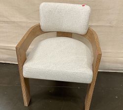 Open Box: Modern Farmhouse Upholstered Dining Armchair - Performance Boucle Oatmeal, Fog