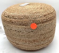 Open Box: Round Hand Braided Jute Pouf - Warm Natural