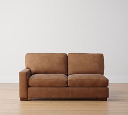 Open Box: Turner Petite Square Arm Left Loveseat - Mason Pebble Caramel, Dark Walnut
