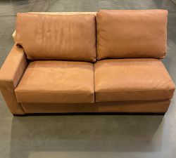 Open Box: Turner Petite Square Arm Left Loveseat - Mason Pebble Caramel, Dark Walnut