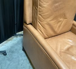 Open Box: Tyler Square Arm Leather Manual Tall Recliner without Nailheads (41") - Churchfield Camel, Espresso