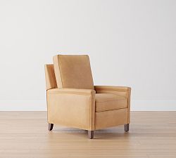 Open Box: Tyler Square Arm Leather Manual Tall Recliner without Nailheads (41") - Churchfield Camel, Espresso