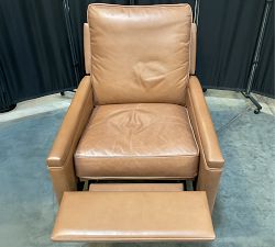 Open Box: Tyler Square Arm Leather Manual Tall Recliner without Nailheads (41") - Churchfield Camel, Espresso