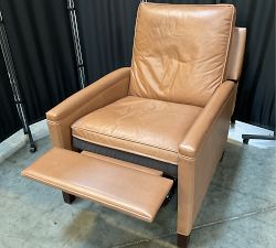Open Box: Tyler Square Arm Leather Manual Tall Recliner without Nailheads (41") - Churchfield Camel, Espresso