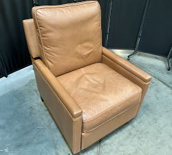 Open Box: Tyler Square Arm Leather Manual Tall Recliner without Nailheads (41") - Churchfield Camel, Espresso