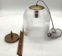 Open Box: Cooper Ribbed Glass Pendant, Small (10") - Brass