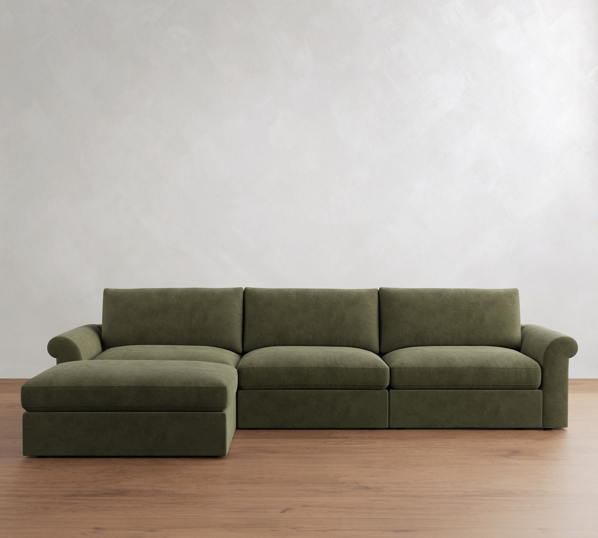 Westwood Roll Arm Leather Modular Chaise Sectional (148")
