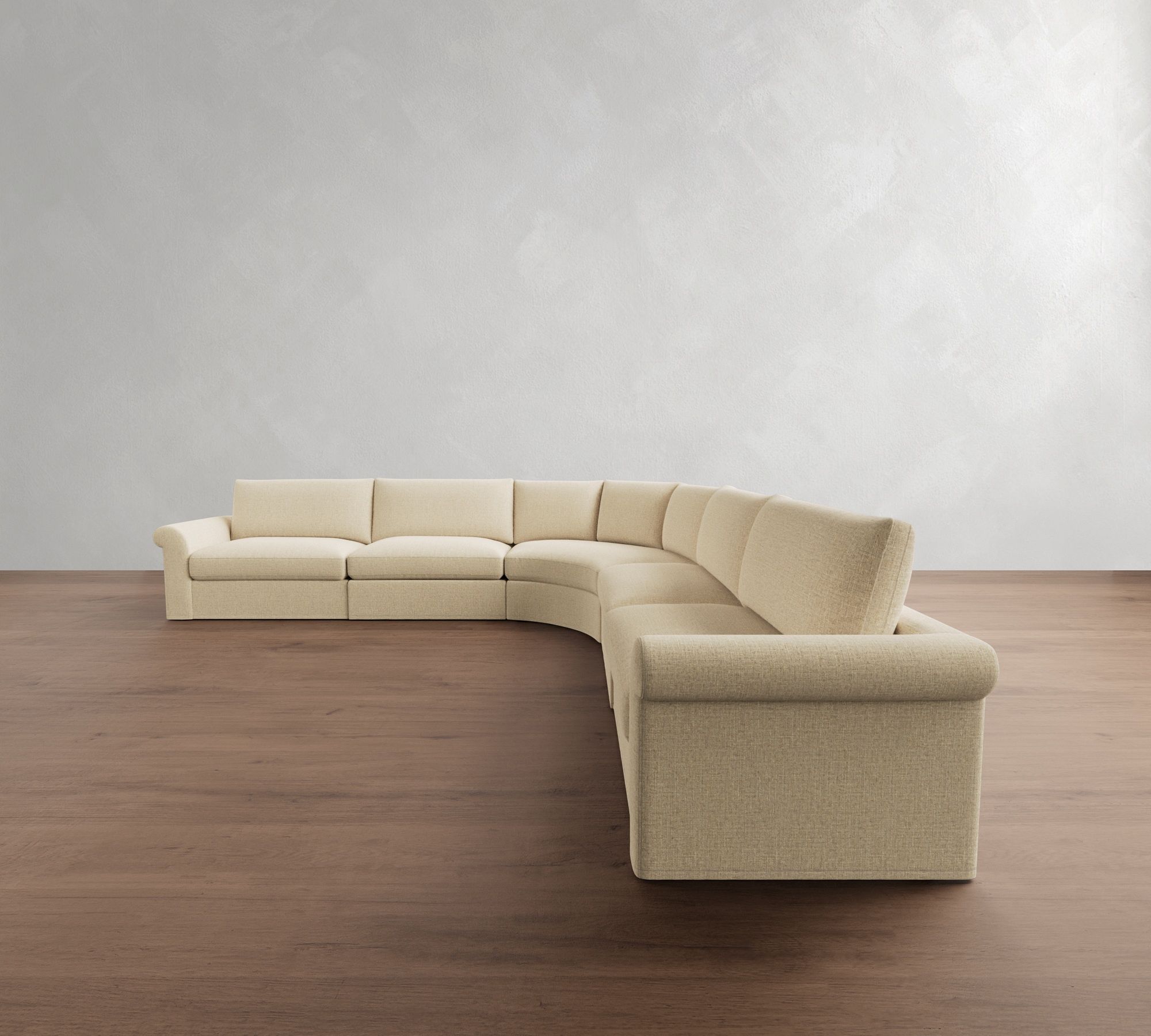 Westwood Roll Arm Slipcovered 5-Piece Curved Wedge Sectional (153")