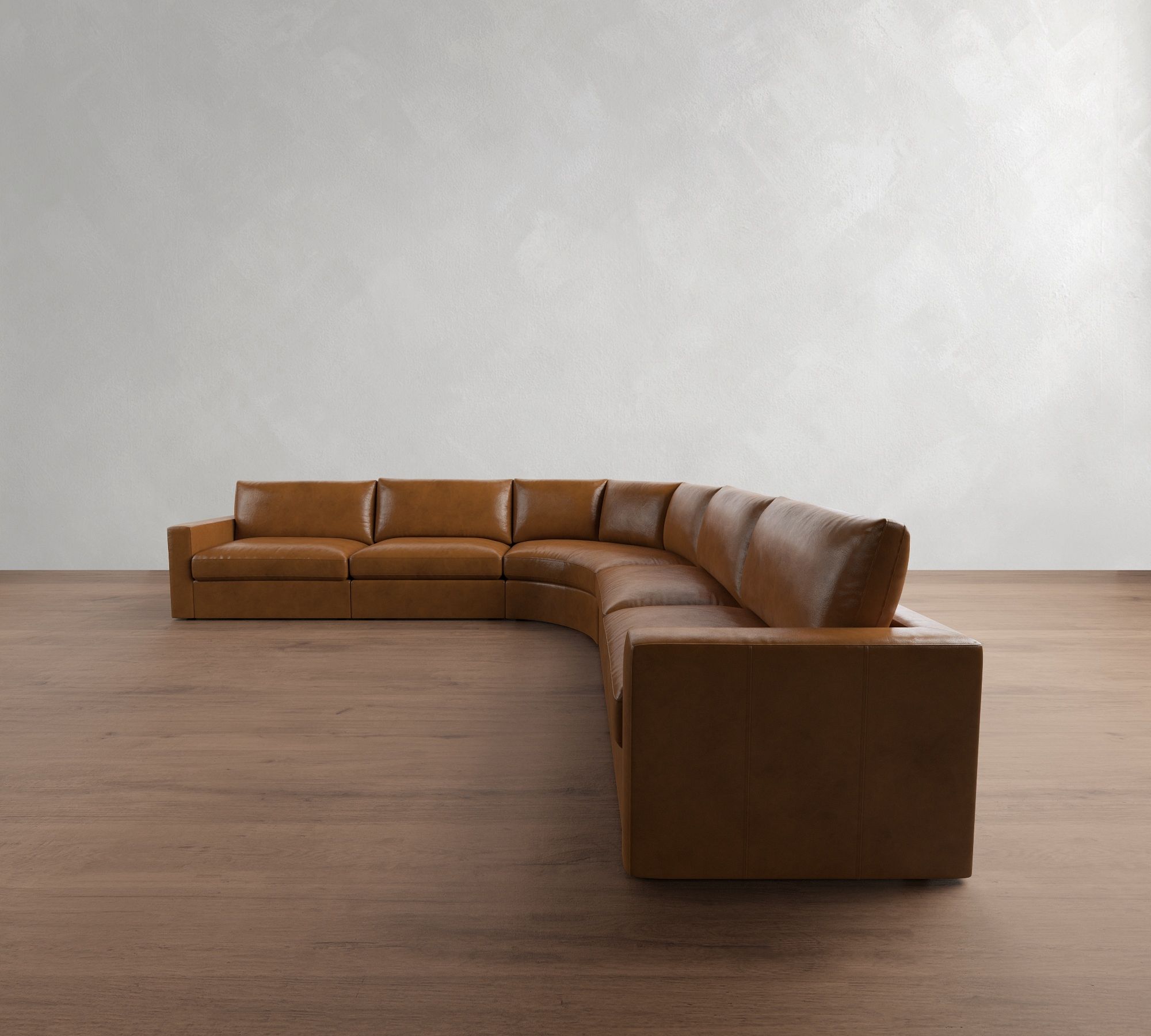 Westwood Square Arm Leather 5-Piece Curved Wedge Sectional (148")