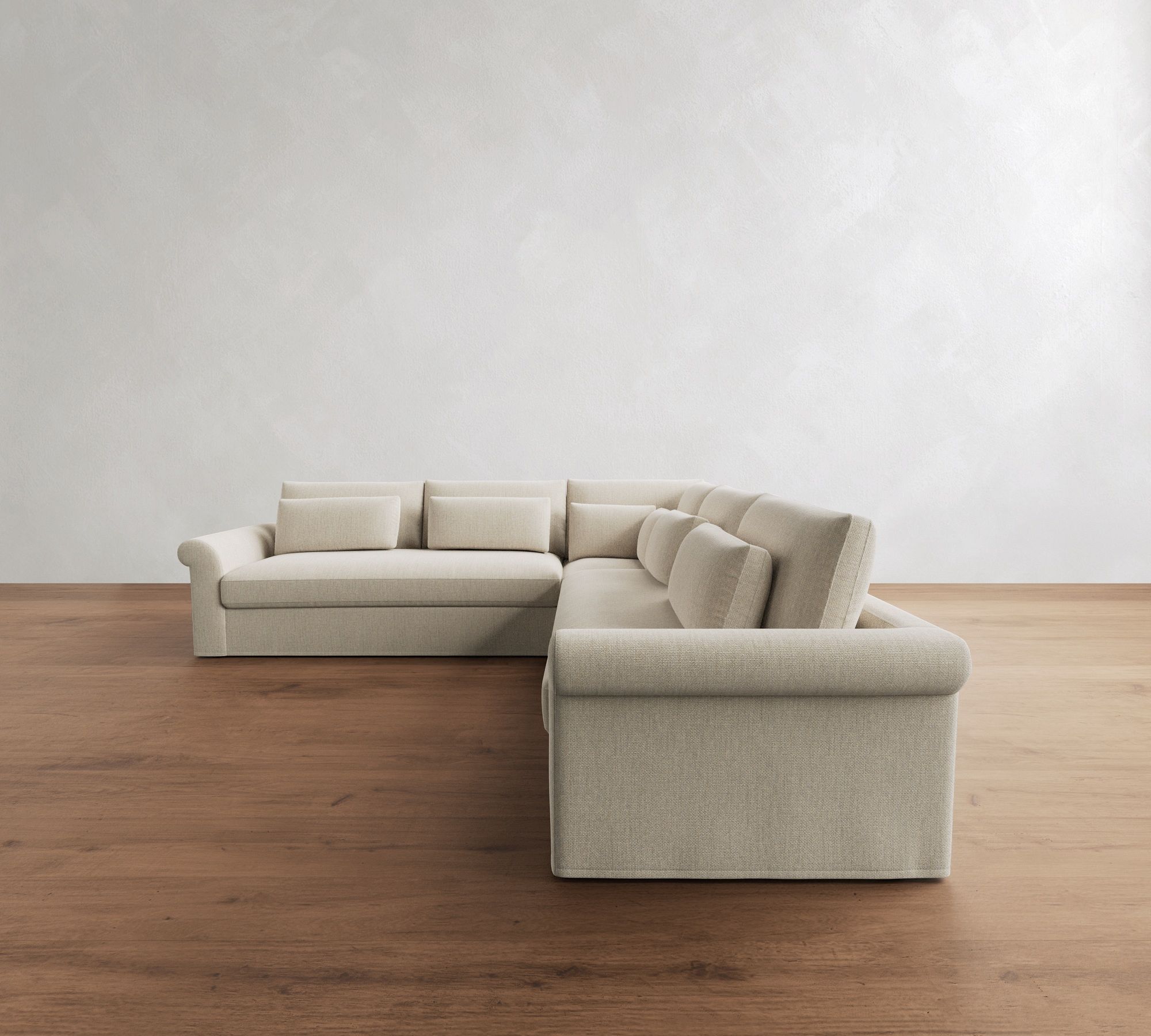 Westwood Roll Arm Deep Seat Slipcovered 3-Piece L-Shaped Sectional (125")