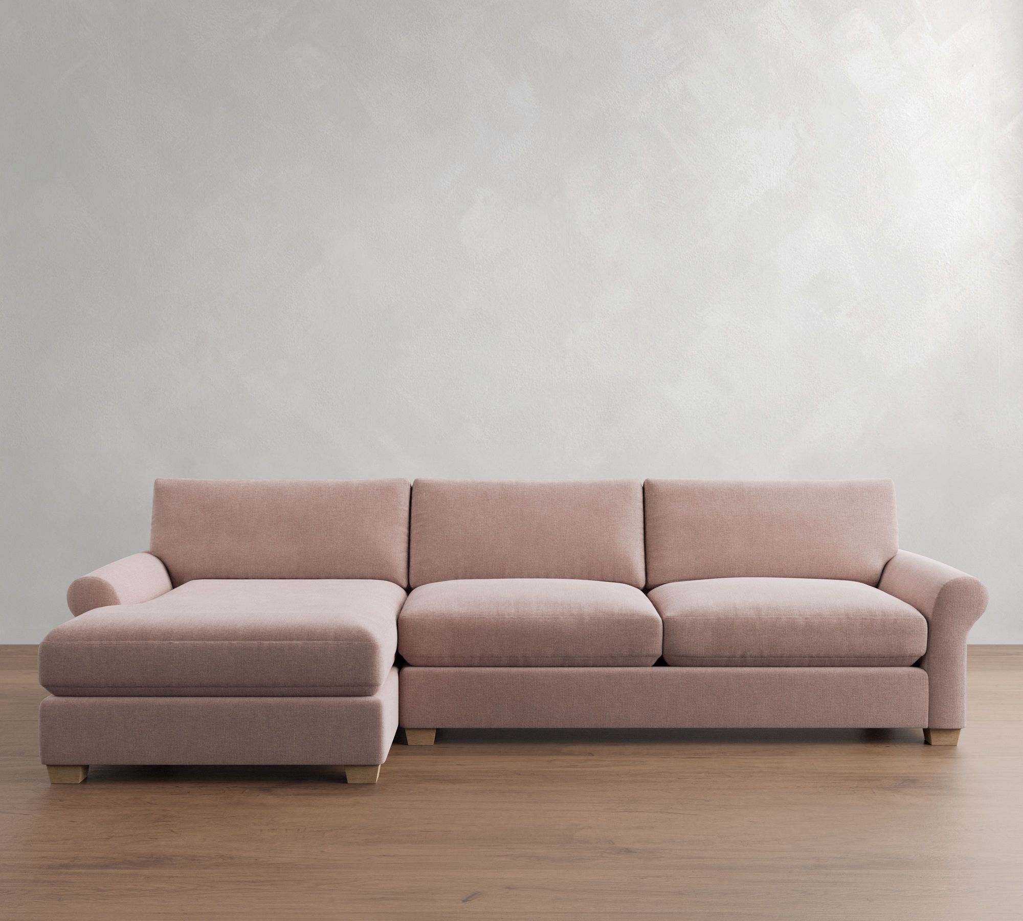 PB Comfort Modern Roll Arm Chaise Sectional (105"-131")