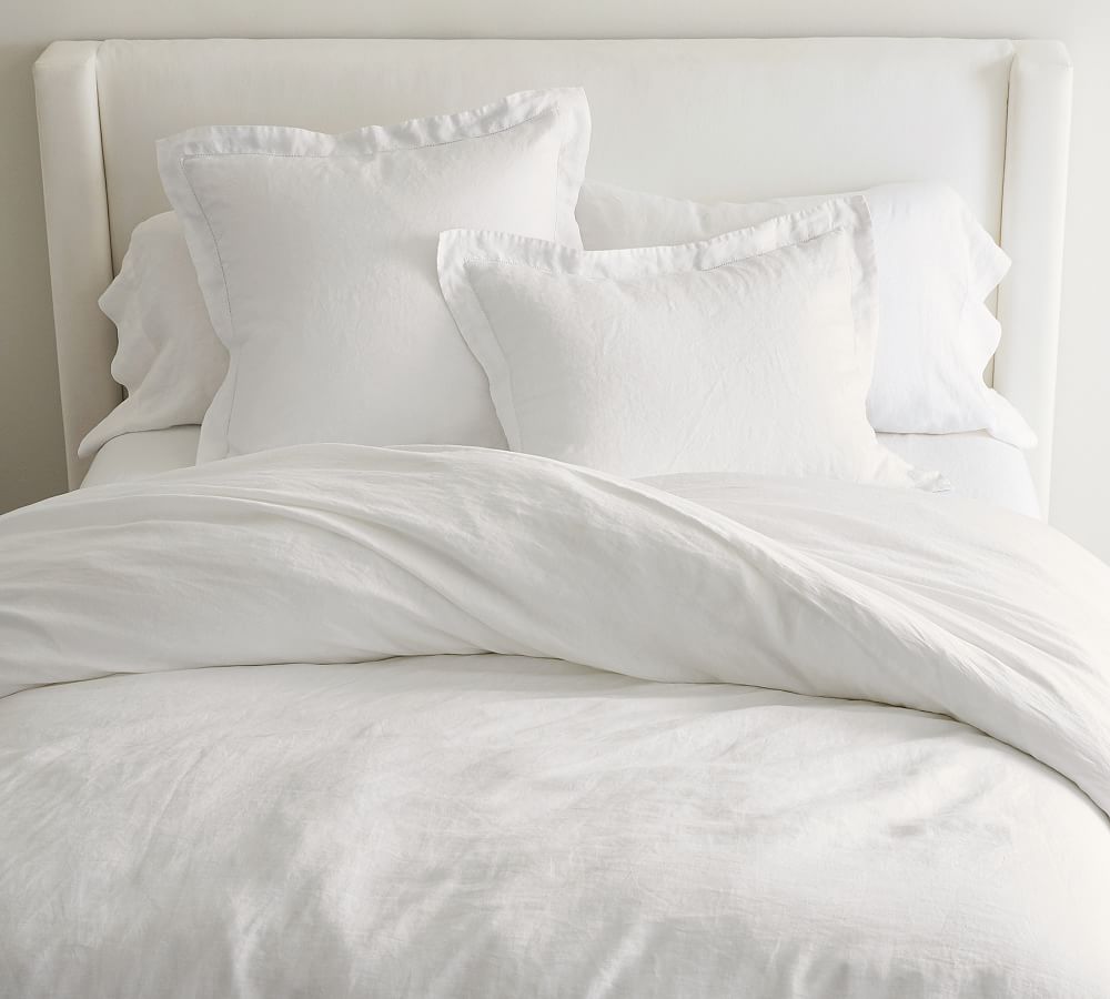 Belgian Flax Linen Duvet Cover - White, Full/Queen