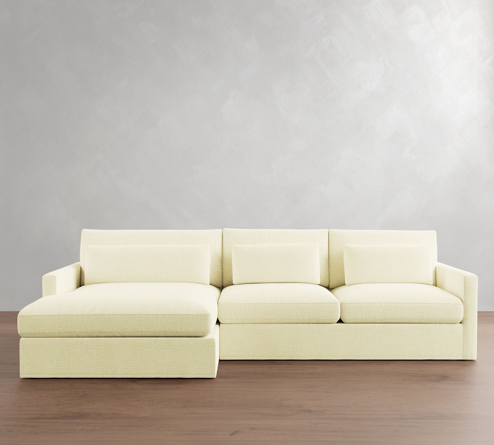Westwood Slim Arm Deep Seat Slipcovered Chaise Sectional (125"-143")
