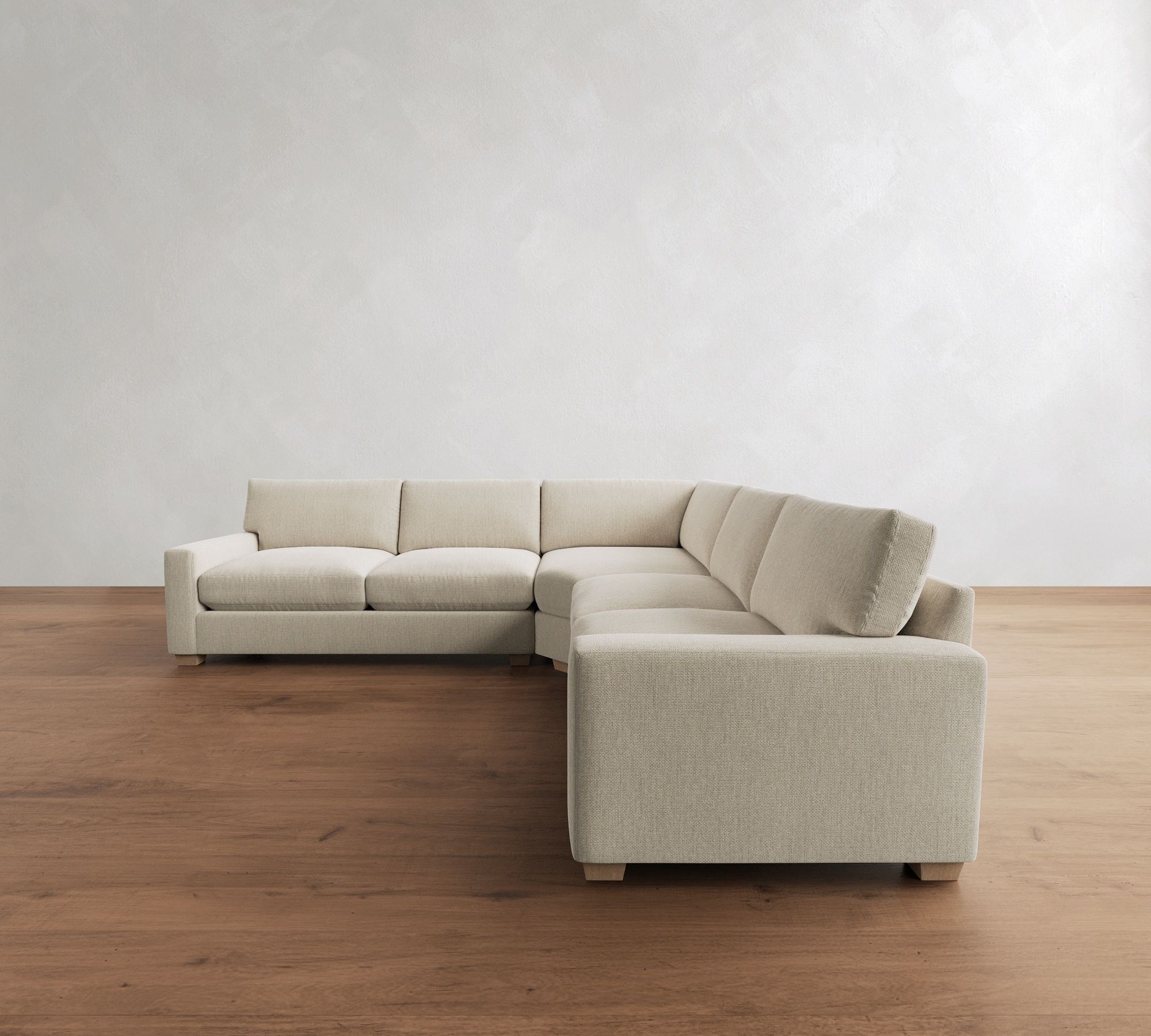 PB Comfort Modern Square Arm 3-Piece L-Shaped Wedge Sleeper Sectional (119")