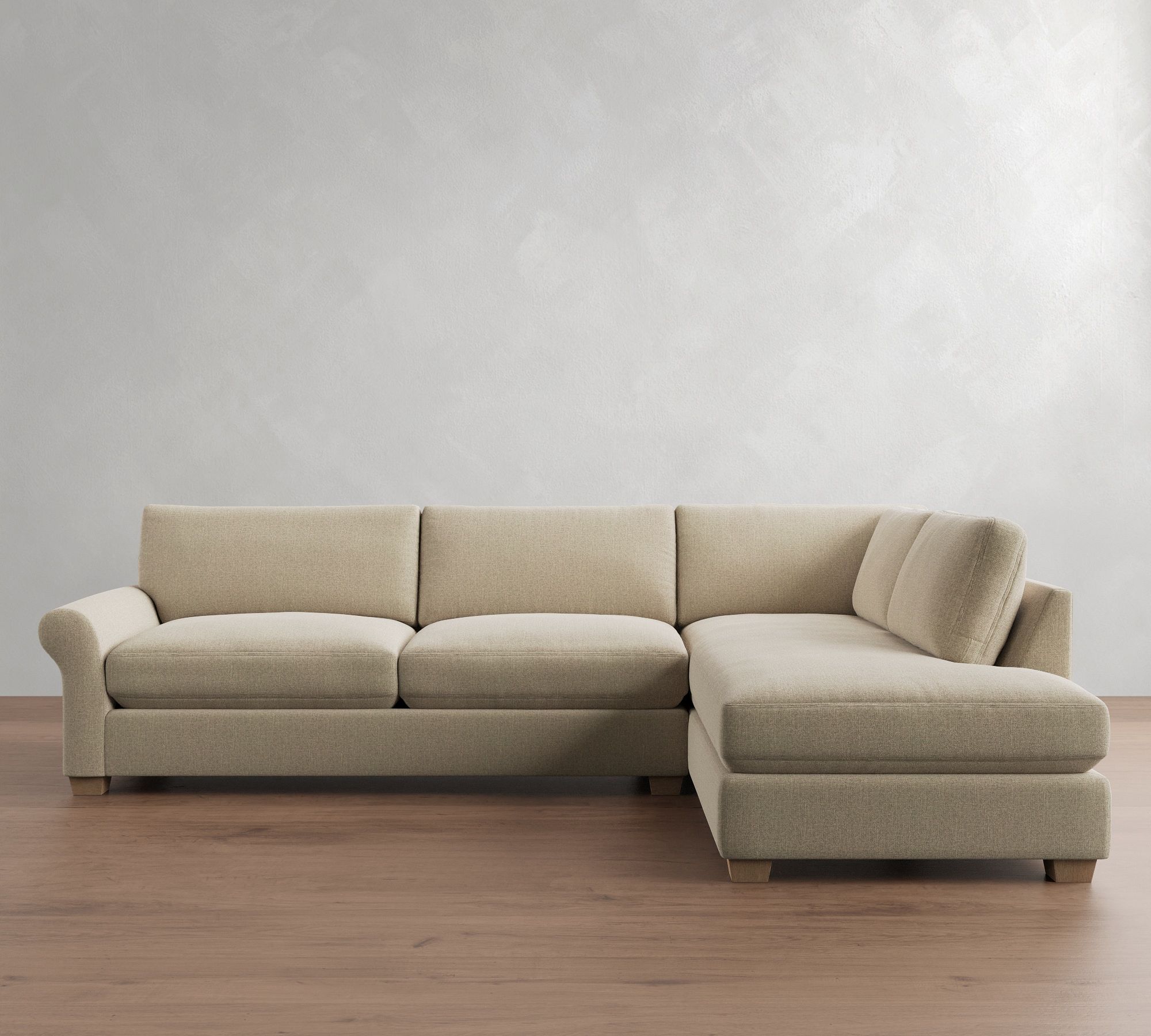 PB Comfort Modern Roll Arm Return Bumper Sectional (124") - thumbnail 8