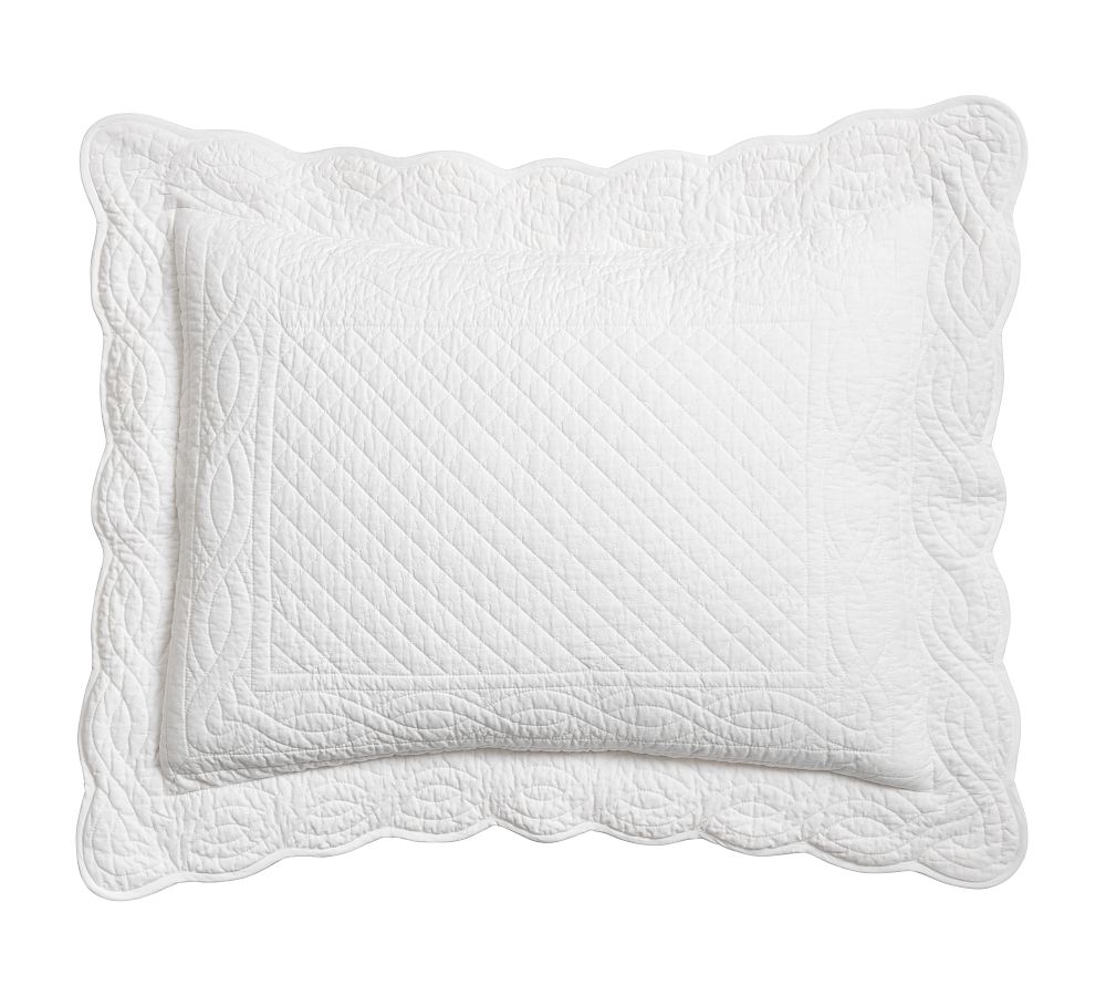 Heirloom Scalloped Quilt - White, Standard, Set of 2