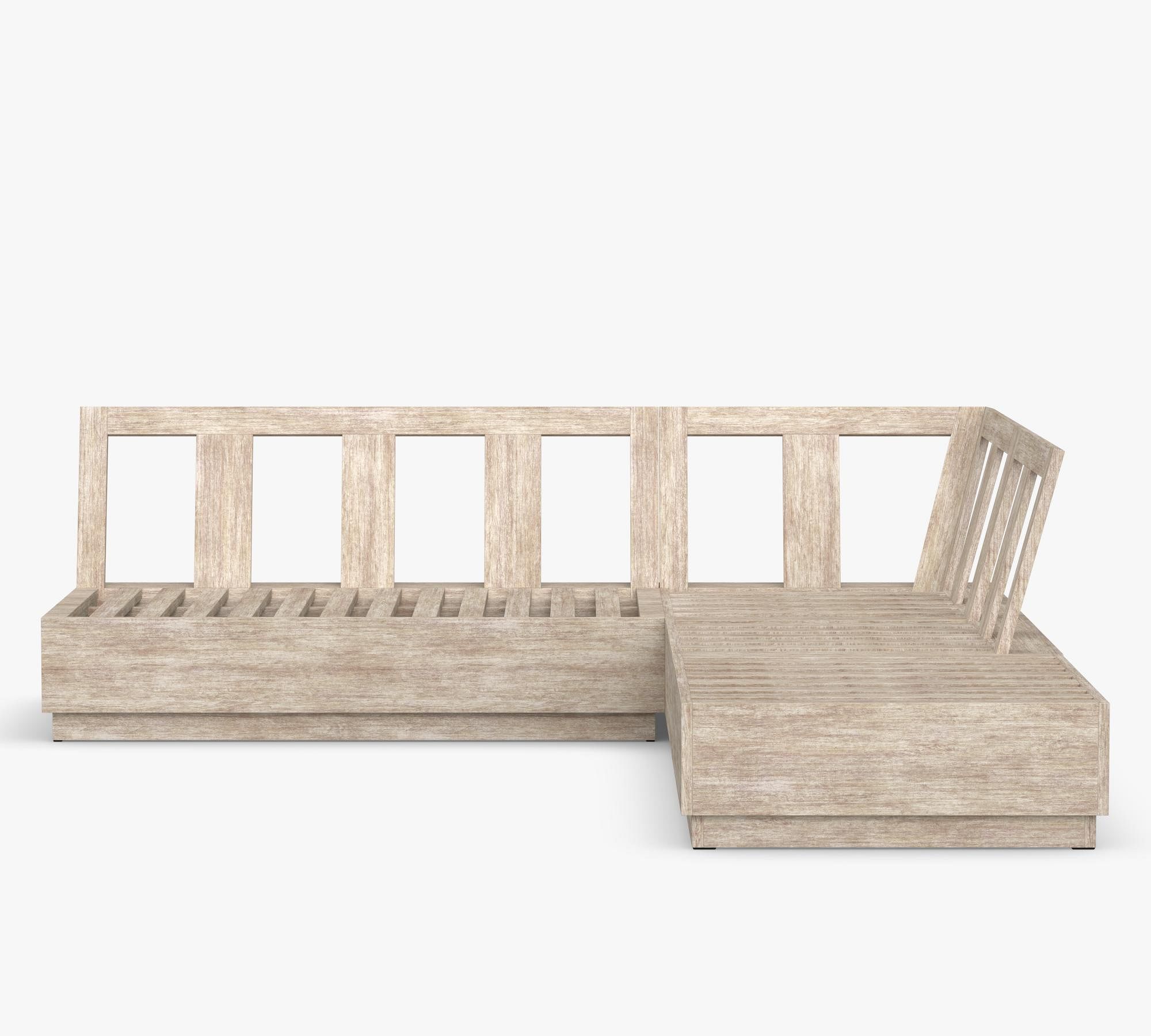 Indio Eucalyptus Modern Platform 4-Piece Outdoor Sectional (95")