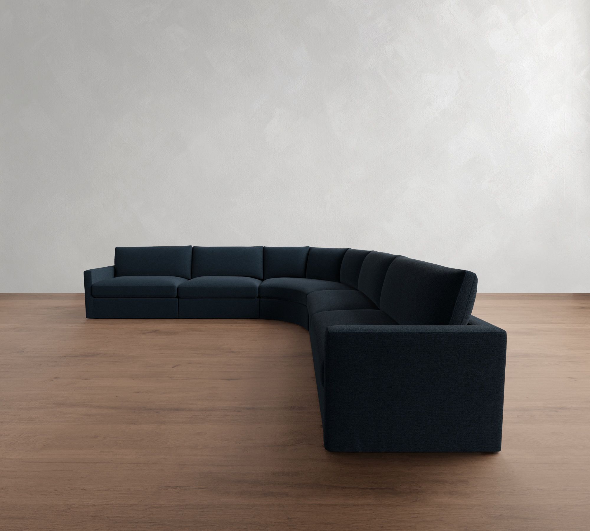 Westwood Slim Arm Slipcovered 5-Piece Curved Wedge Sectional (148")