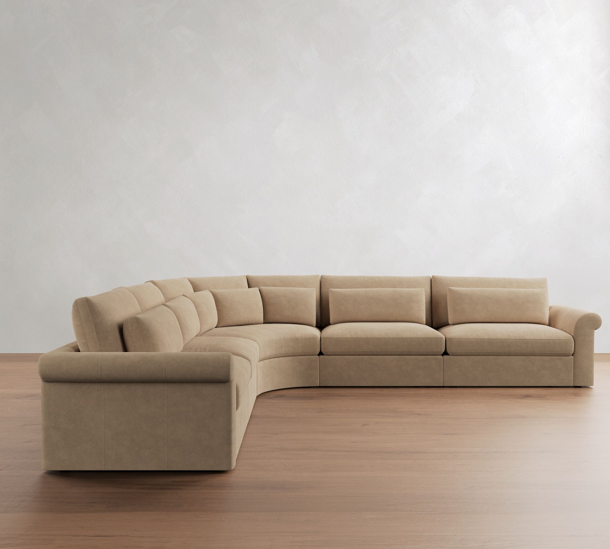 Westwood Roll Arm Deep Seat Leather 5-Piece Curved Wedge Sectional - thumbnail 10