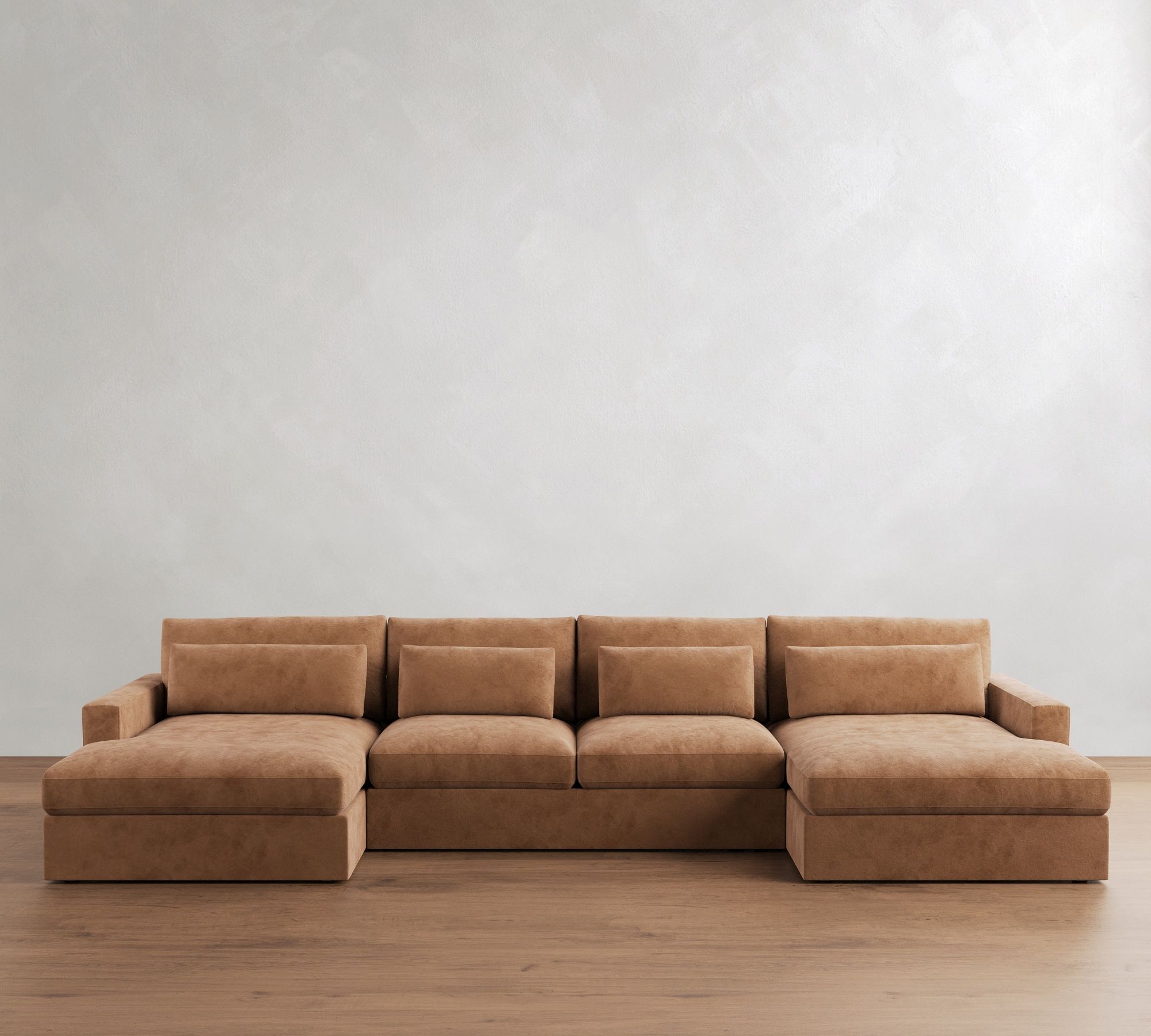 Westwood Square Arm Deep Seat Leather Double Chaise Sectional (172"-197") - thumbnail 3