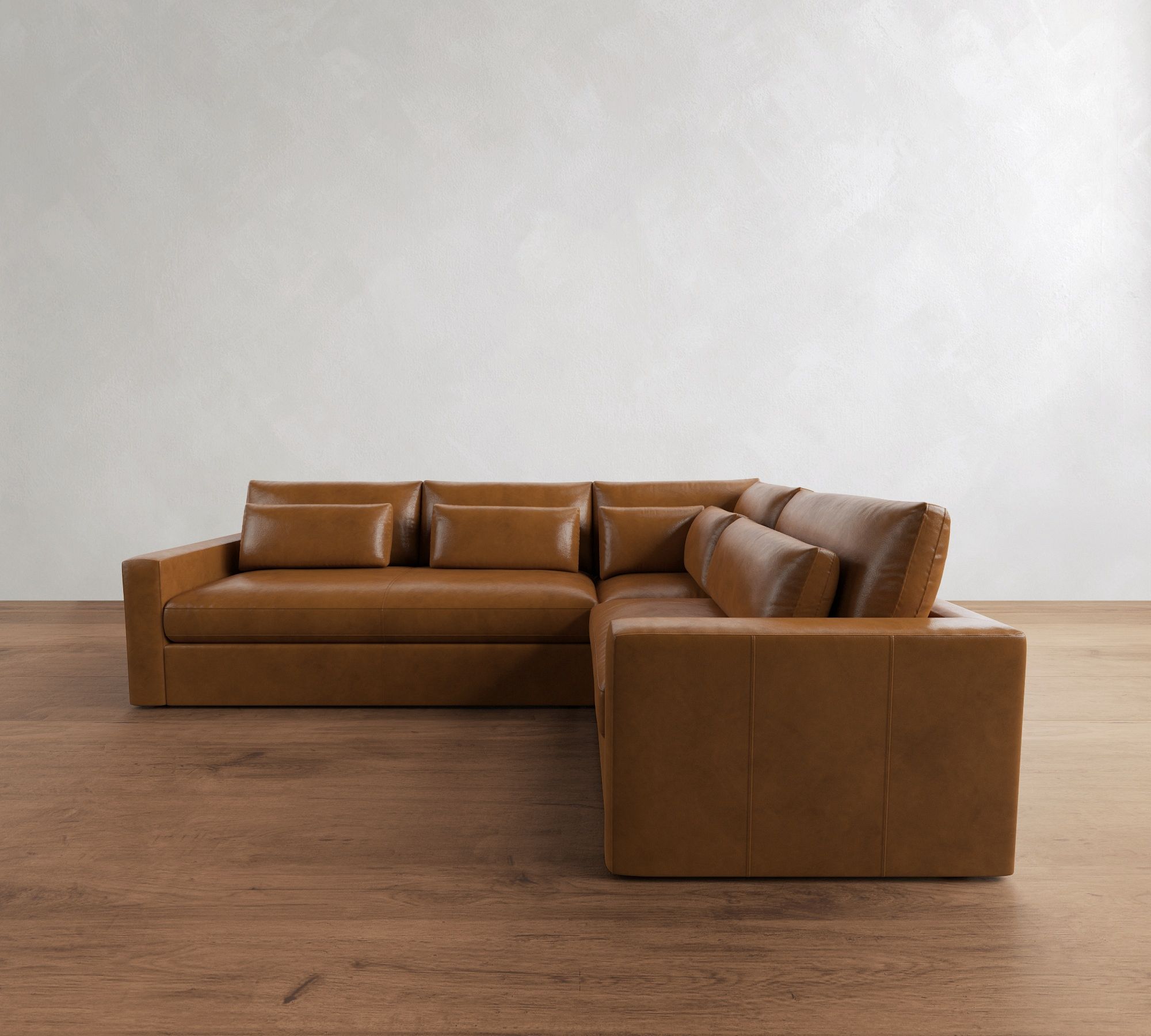 Westwood Square Arm Deep Seat Leather 3-Piece Sectional (122")