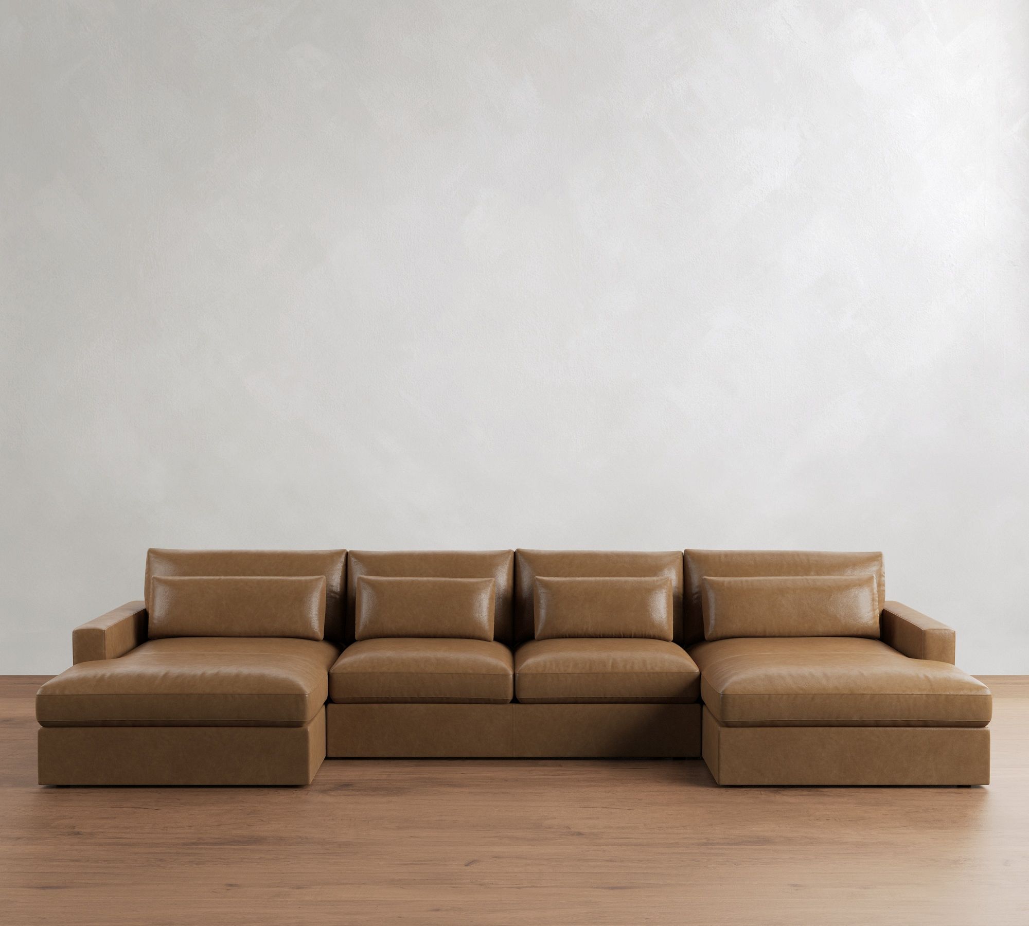 Westwood Square Arm Deep Seat Leather Double Chaise Sectional (172"-197") - thumbnail 4
