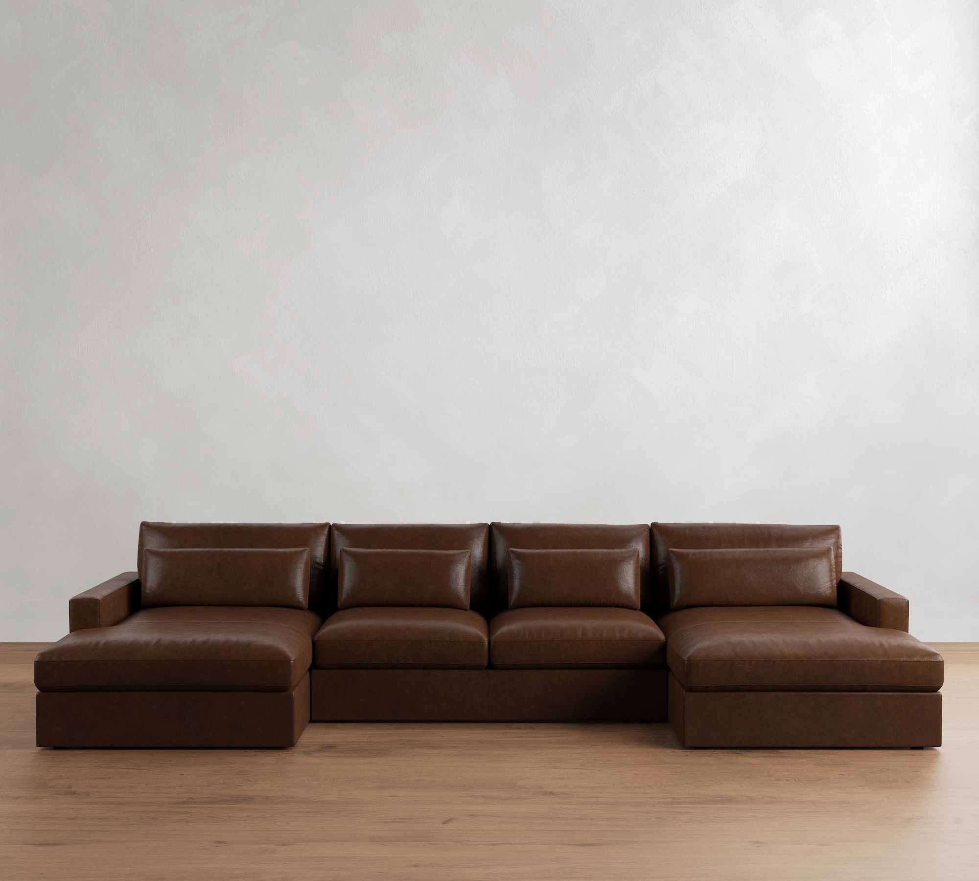 Westwood Square Arm Deep Seat Leather Double Chaise Sectional (172"-197") - thumbnail 2