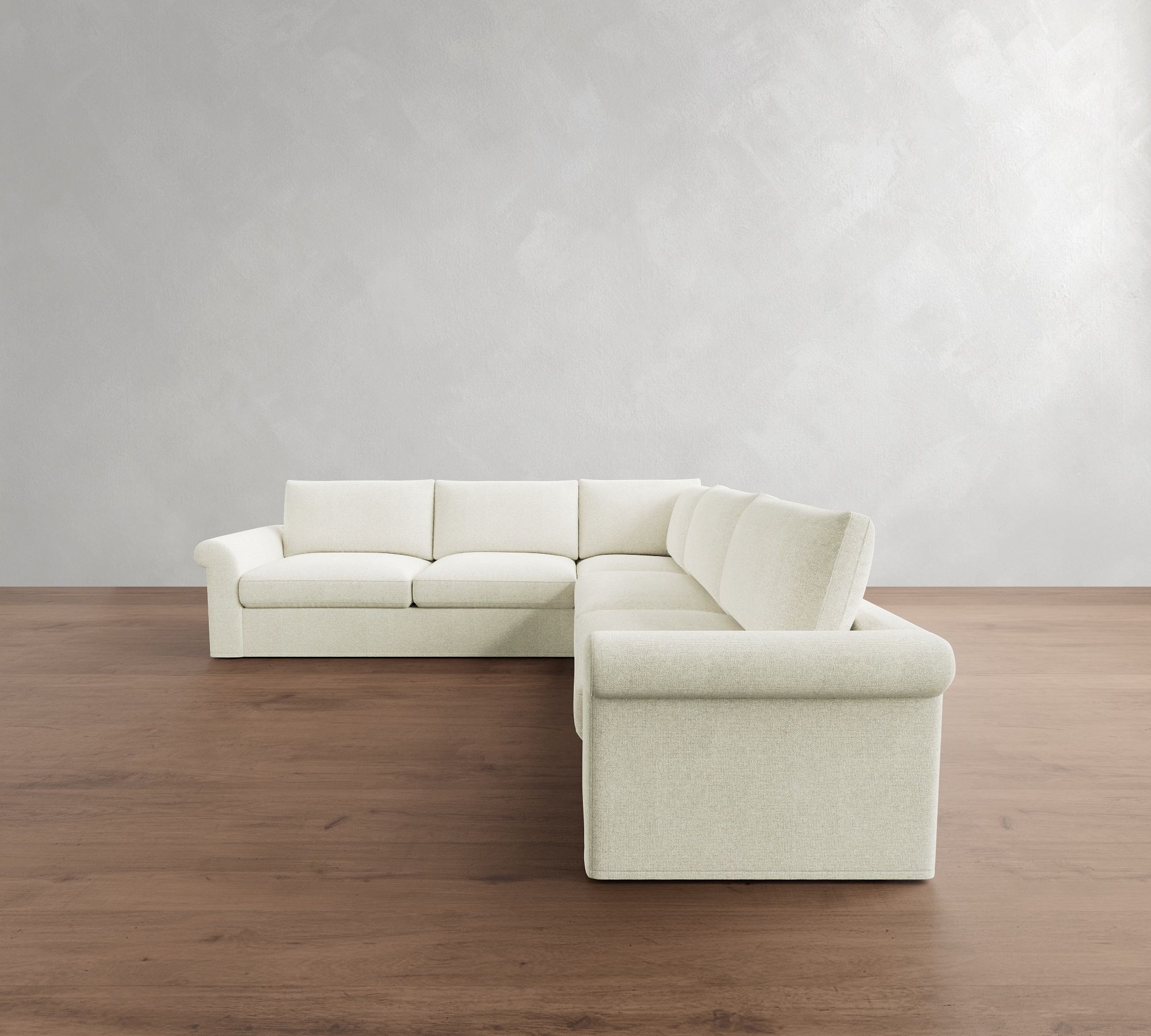 Westwood Roll Arm Slipcovered 3-Piece L-Shaped Sectional (124")