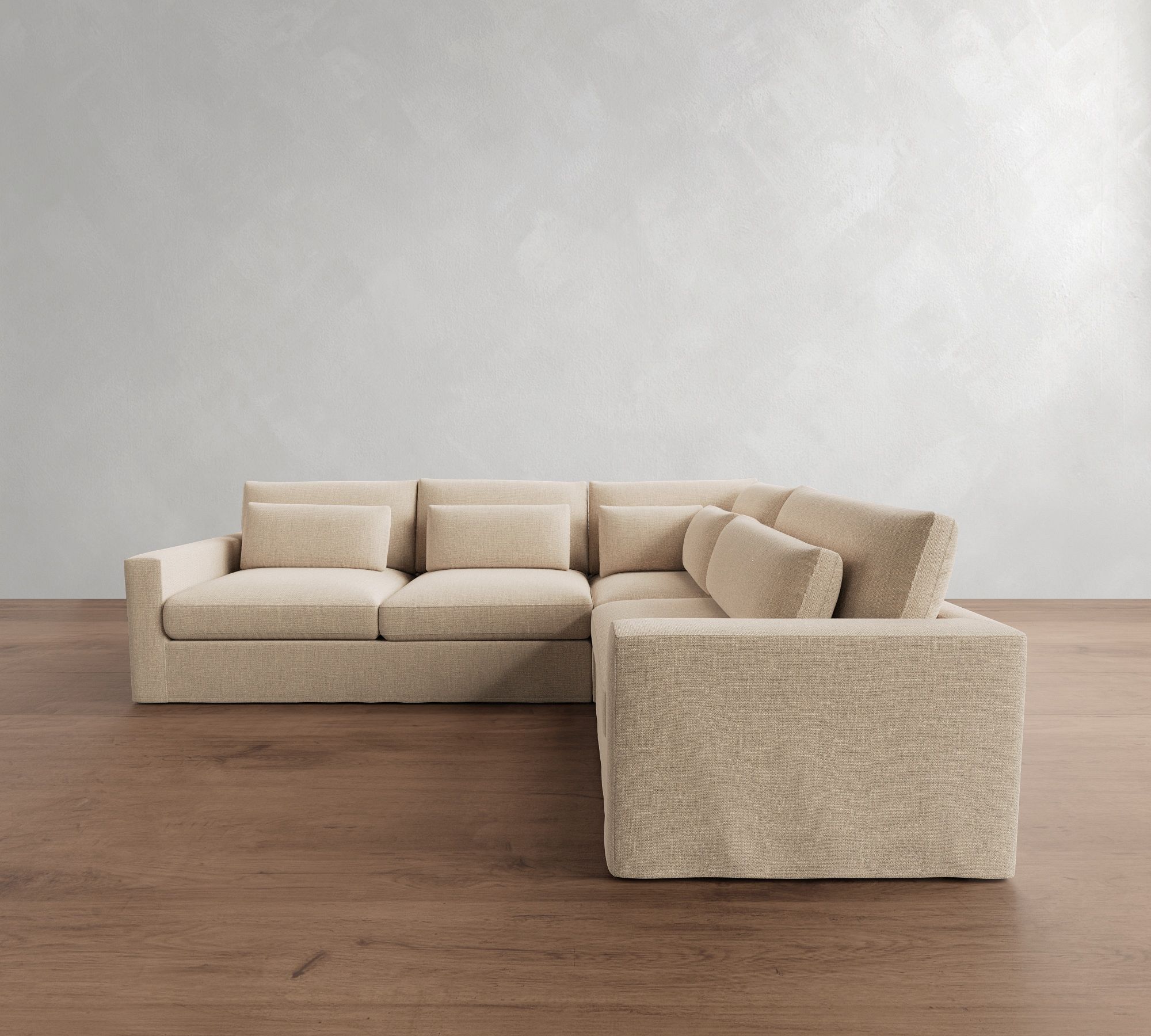 Westwood Square Arm Deep Seat Slipcovered 3-Piece Sectional (122")