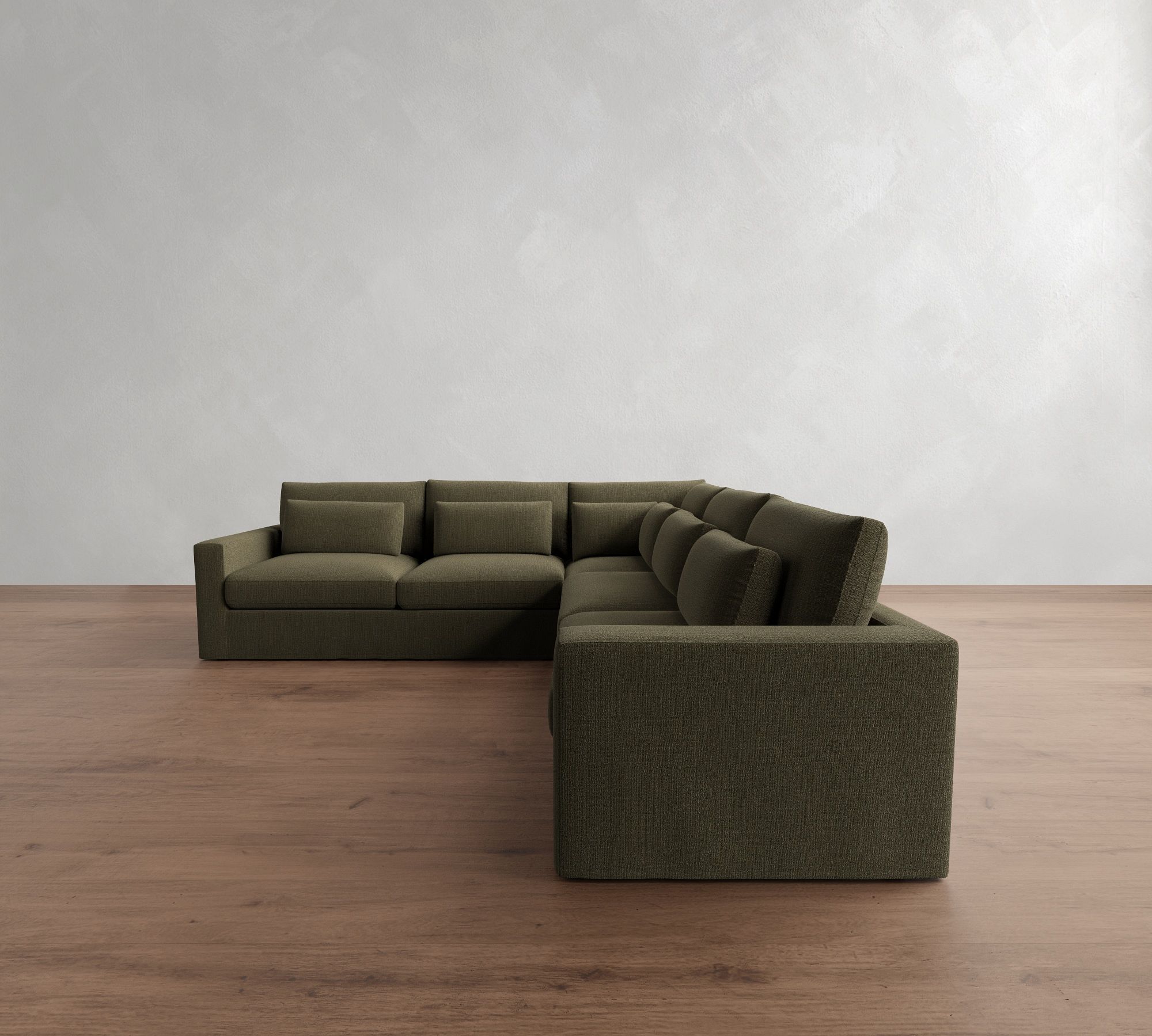 Westwood Square Arm Deep Seat Slipcovered 3-Piece L-Shaped Sectional (122")