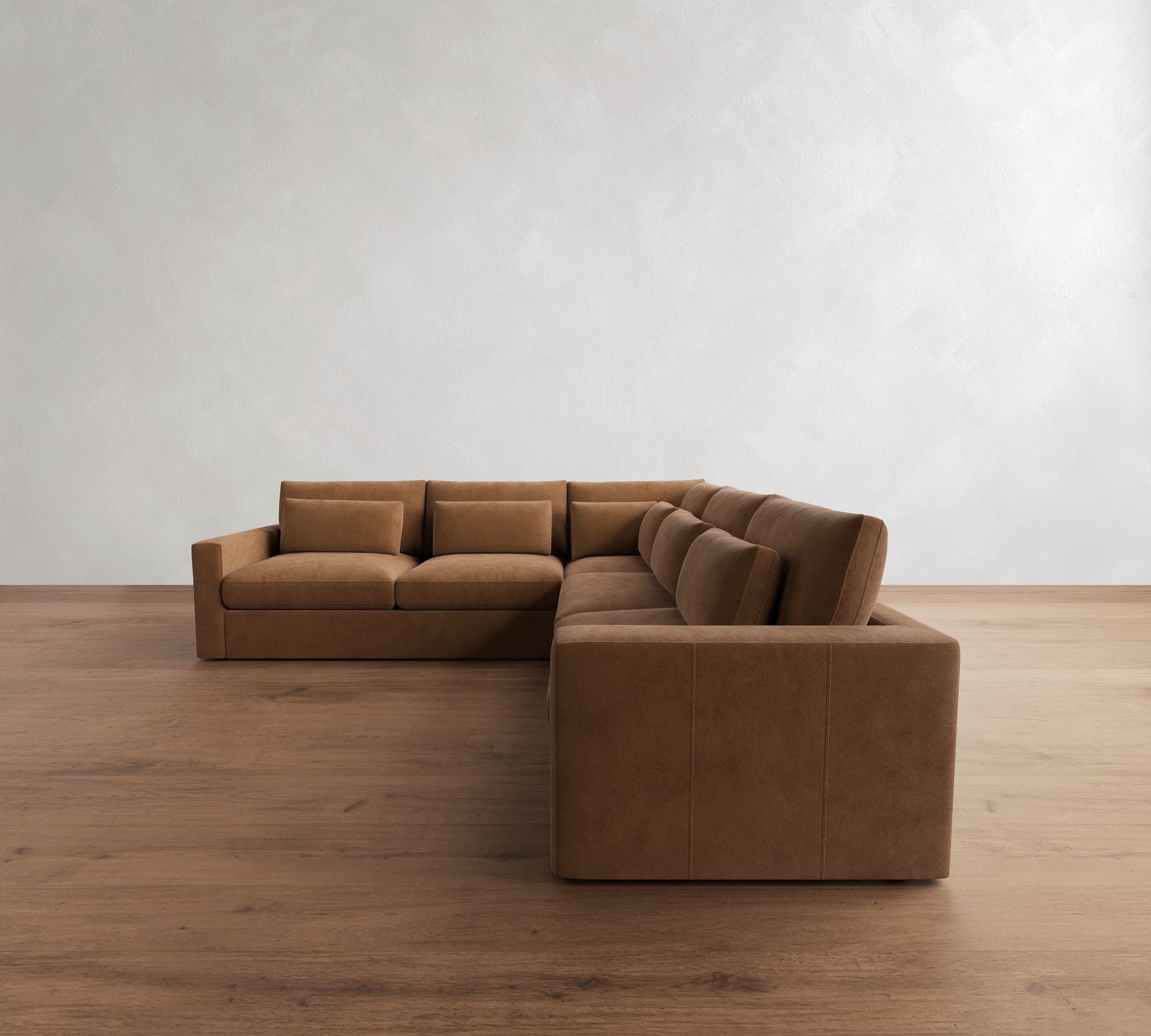 Westwood Square Arm Deep Seat Leather 3-Piece L-Shaped Sectional (122")