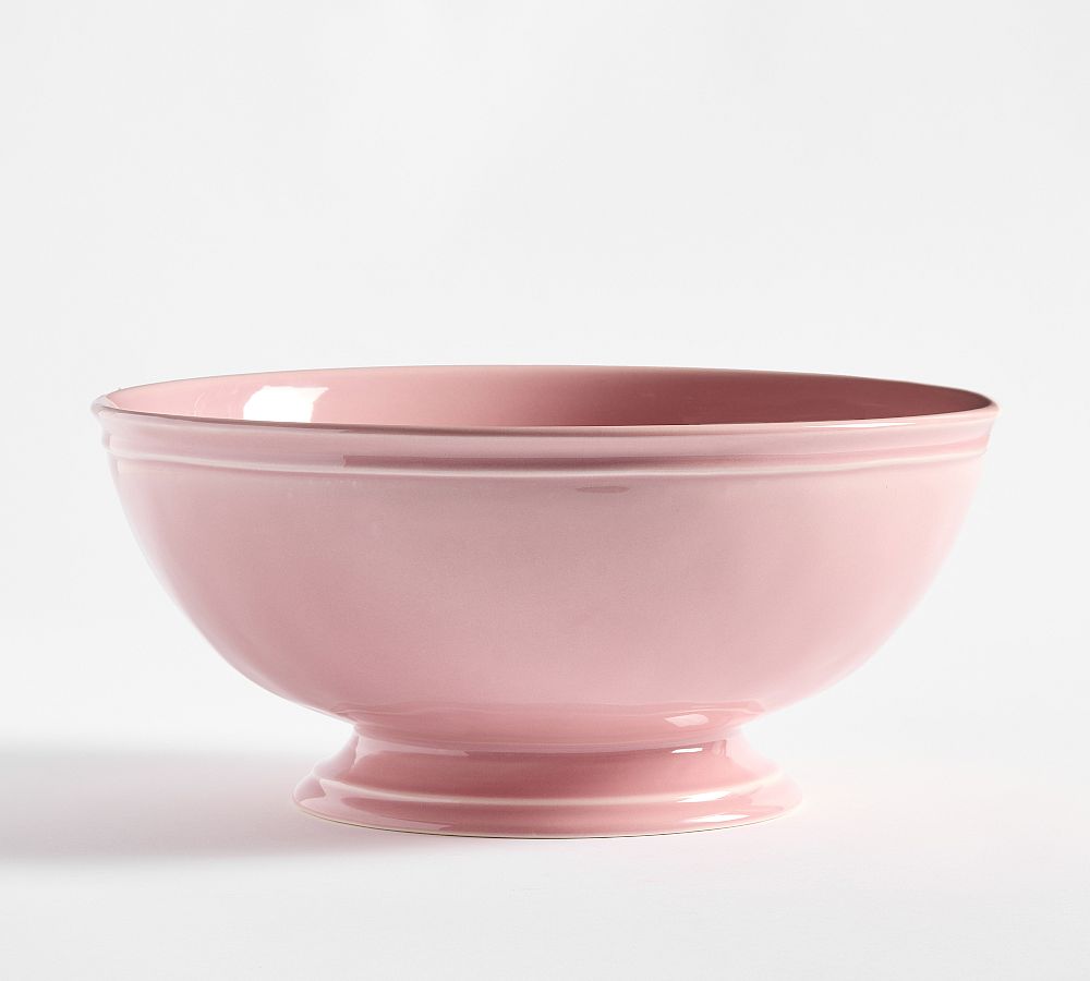 Cambria Handcrafted Stoneware Large Footed Serving Bowl - Large (12.5"dia. x 5.5"H) - Rose