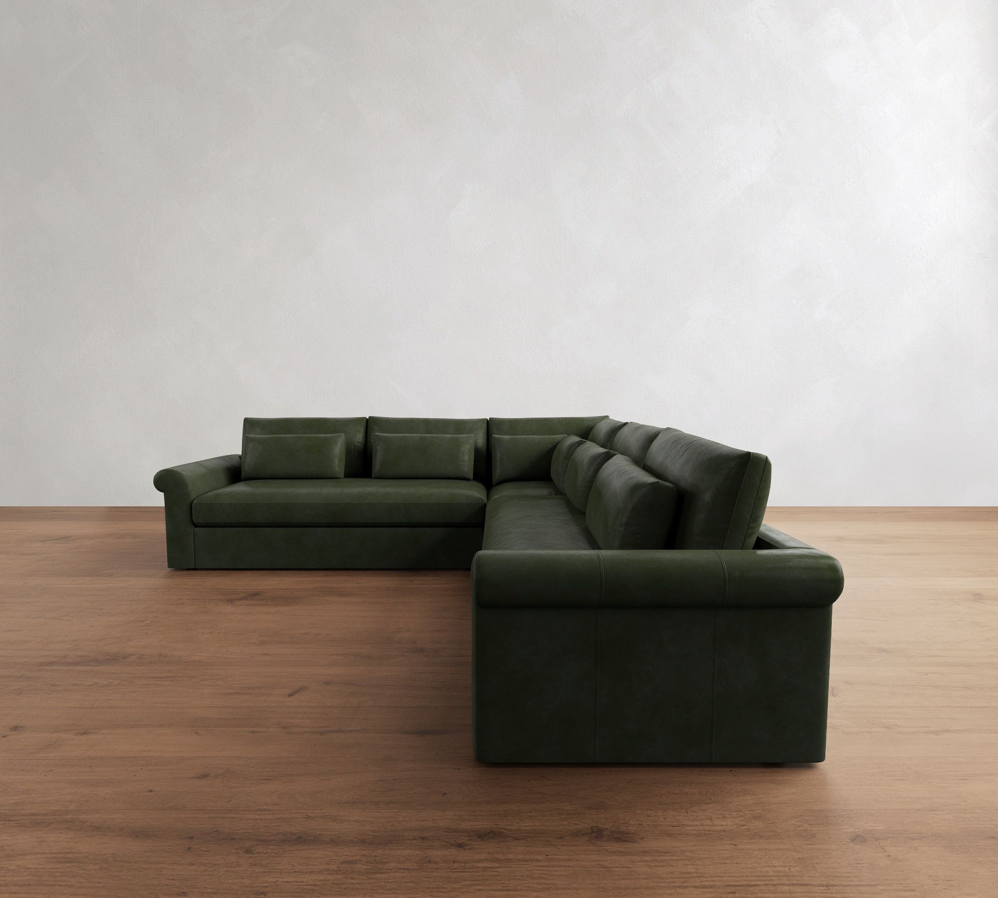 Westwood Roll Arm Deep Seat Leather 3-Piece L-Shaped Sectional